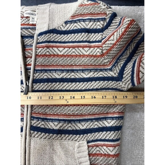 Toad & Co Women Hoodie Sweater Medium Striped Lambswool Zip Pockets Cozy Outdoor - Picture 6 of 11